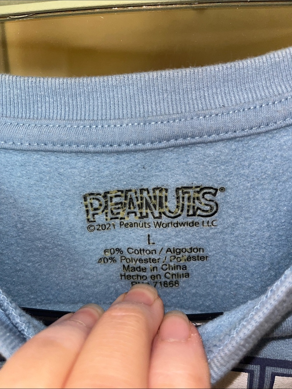Peanuts Light Blue Crewneck Sweatshirt with Snoopy Graphic - Picture 2 of 10